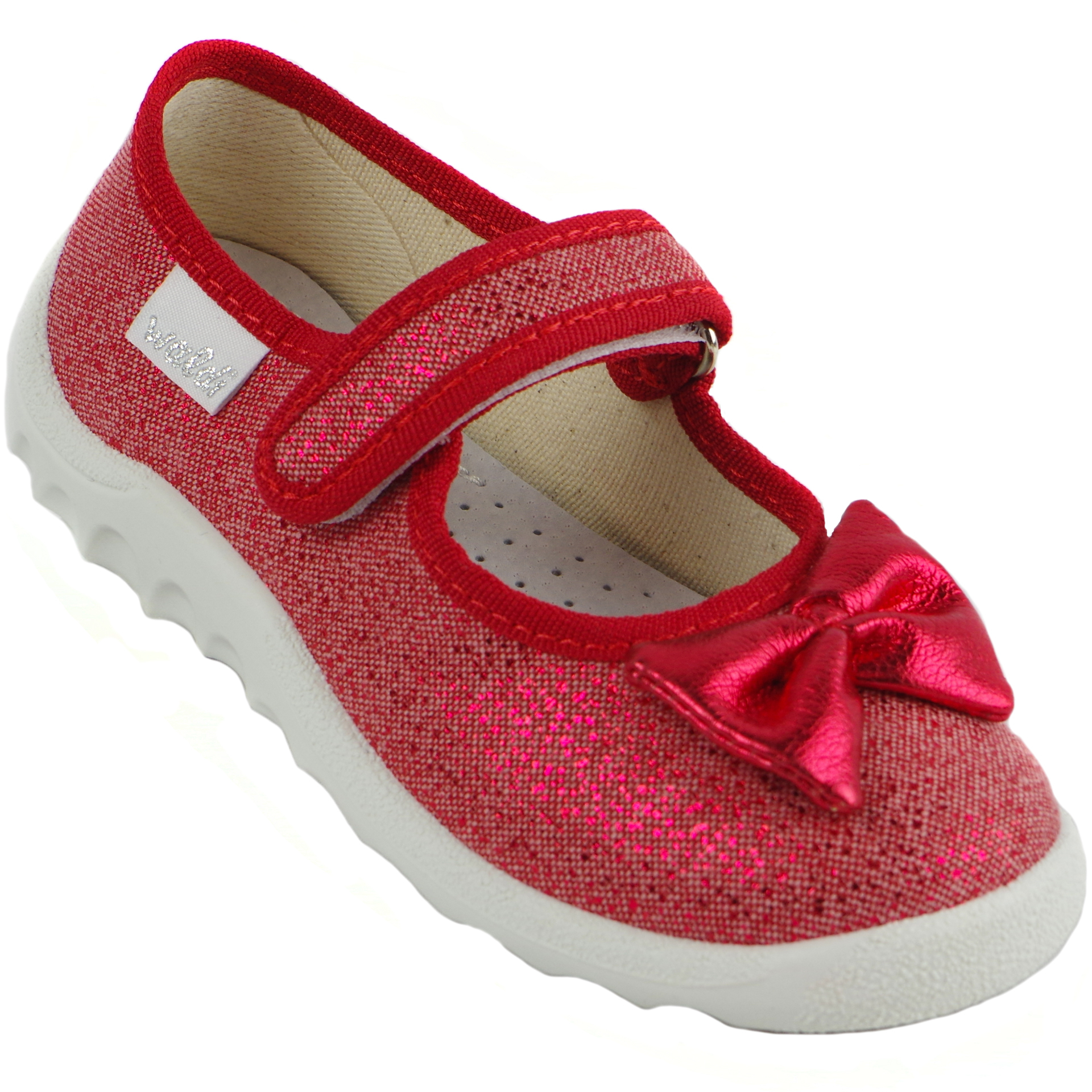 Текстильная обувь для девочек Тапочки Waldi (1407) цвет Красный 21-27 размеры – Sole Kids. Фото 1