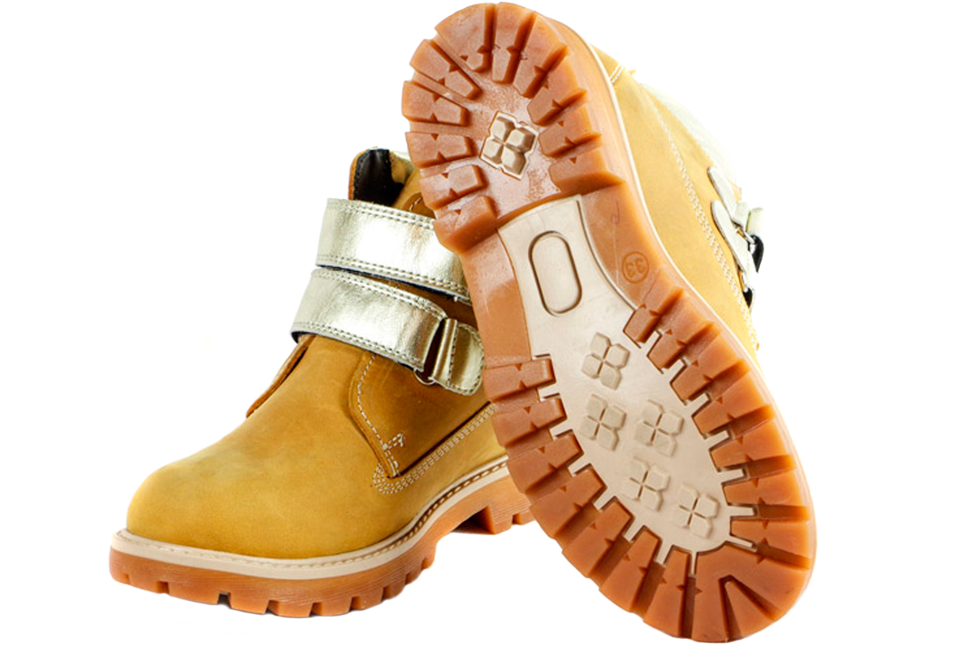 Демисезонные ботинки (1635) материал Нубук, цвет горчичный  для девочки 31-35 размеры – Sole Kids. Фото 4