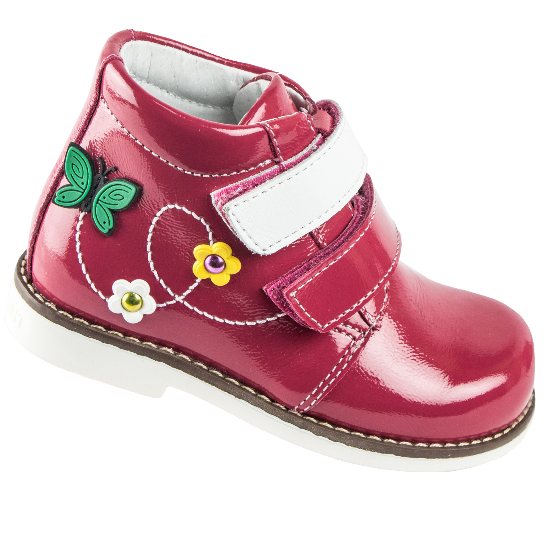 Демисезонные ботинки детские (1507) материал Лаковая кожа, цвет Красный  для девочки 23-26 размеры – Sole Kids