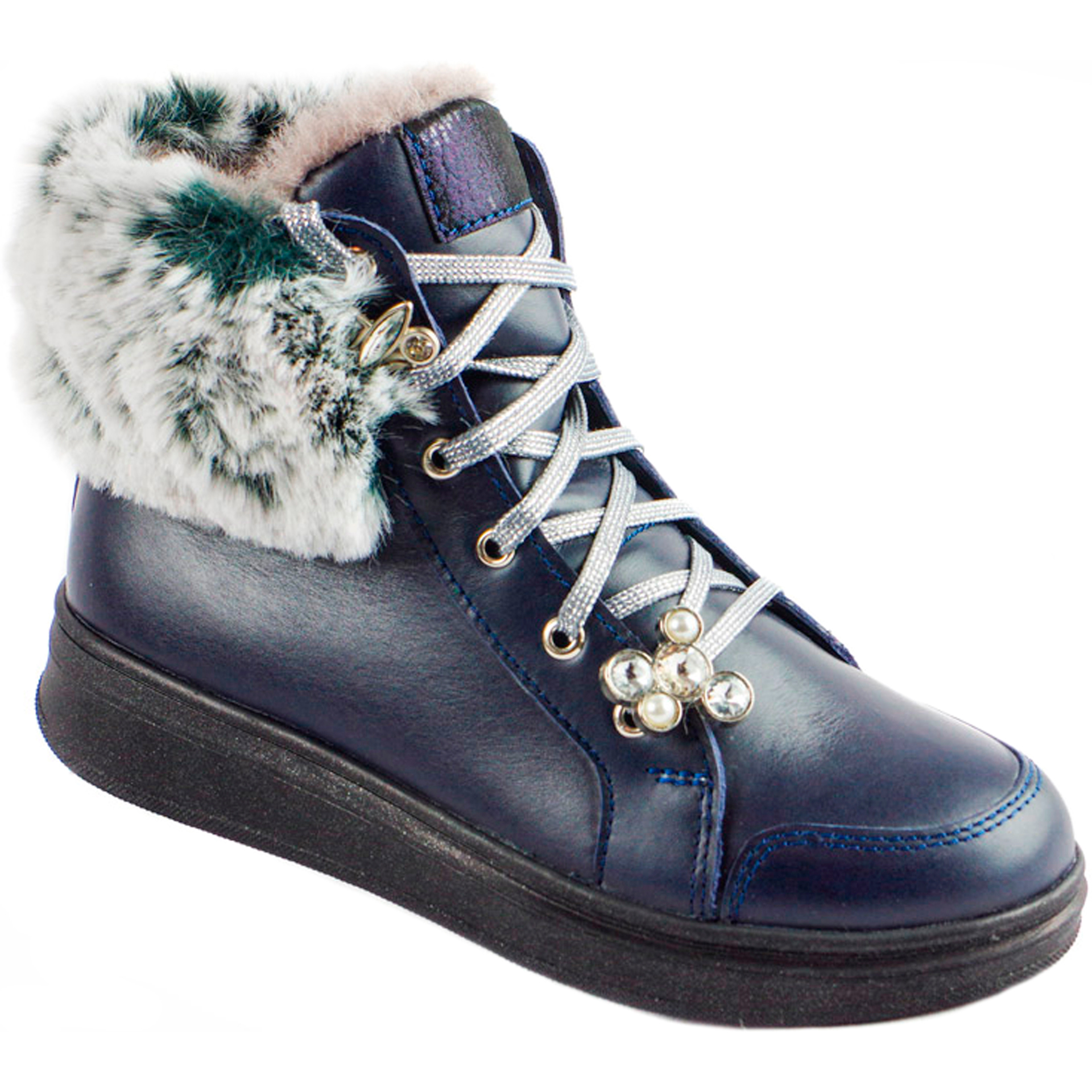 Зимові черевики (1741) для дівчинки, матеріал Натуральна шкіра, Синій колір, 31-40 розміри – Sole Kids