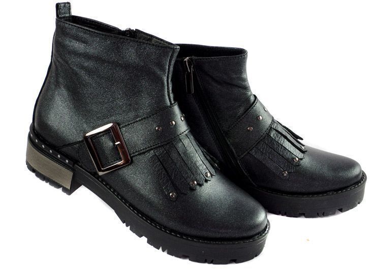 Демисезонные ботинки с молнией (1599) материал Натуральная кожа, цвет Черный  для девочки 31-37 размеры – Sole Kids. Фото 4