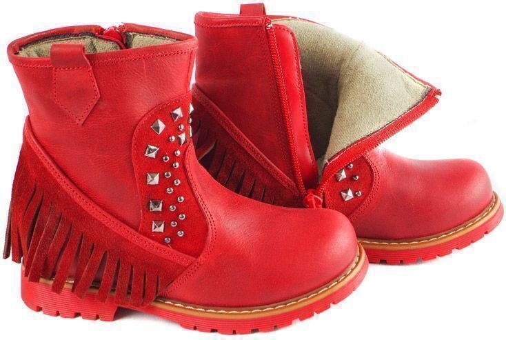Демисезонные ботинки детские (1658) материал Натуральная кожа, цвет Красный  для девочки 26-30 размеры – Sole Kids. Фото 4