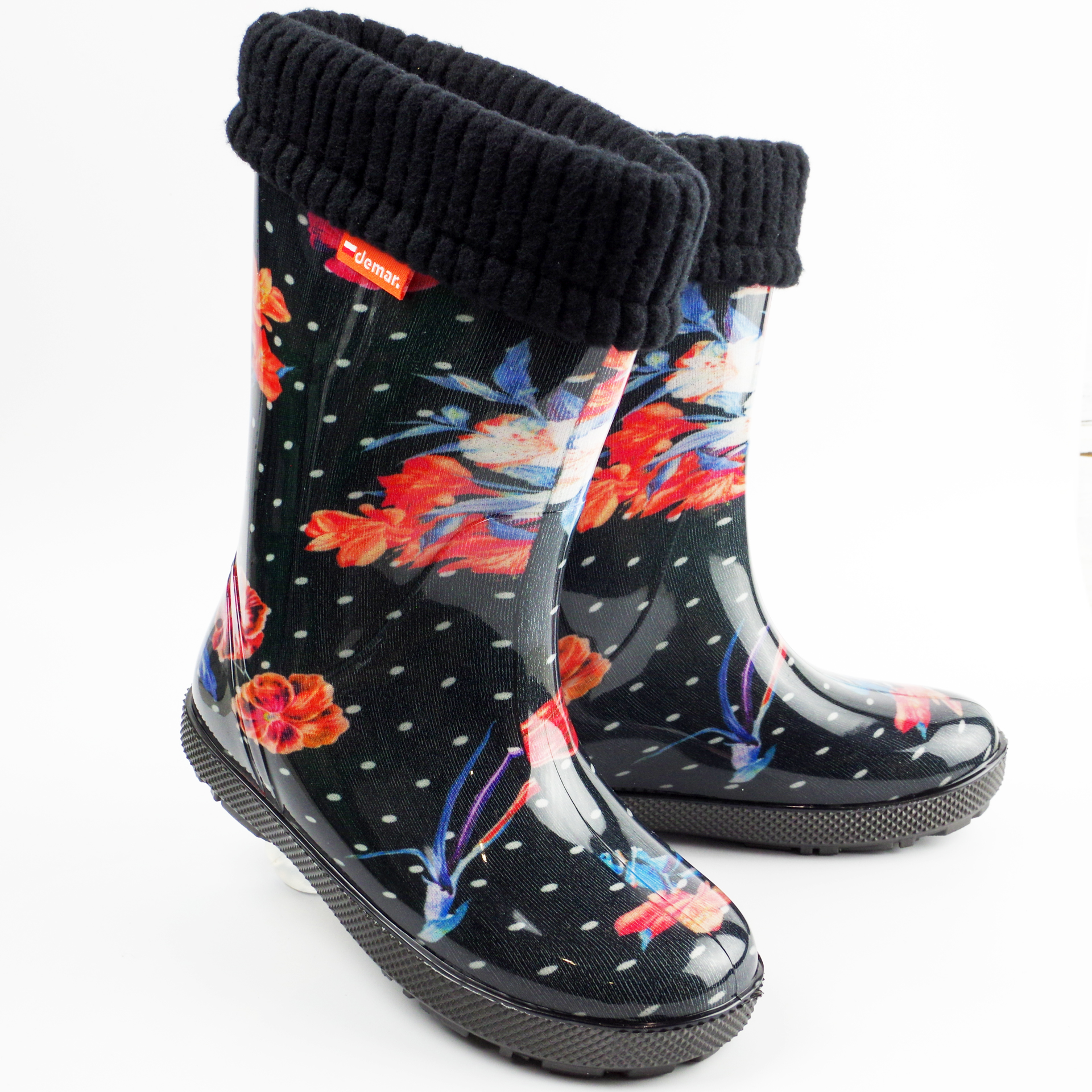 Яскраві гумові чоботи demar квіти (2166) для дівчинки, 28, 30 розміри  – Sole Kids. Фото 2