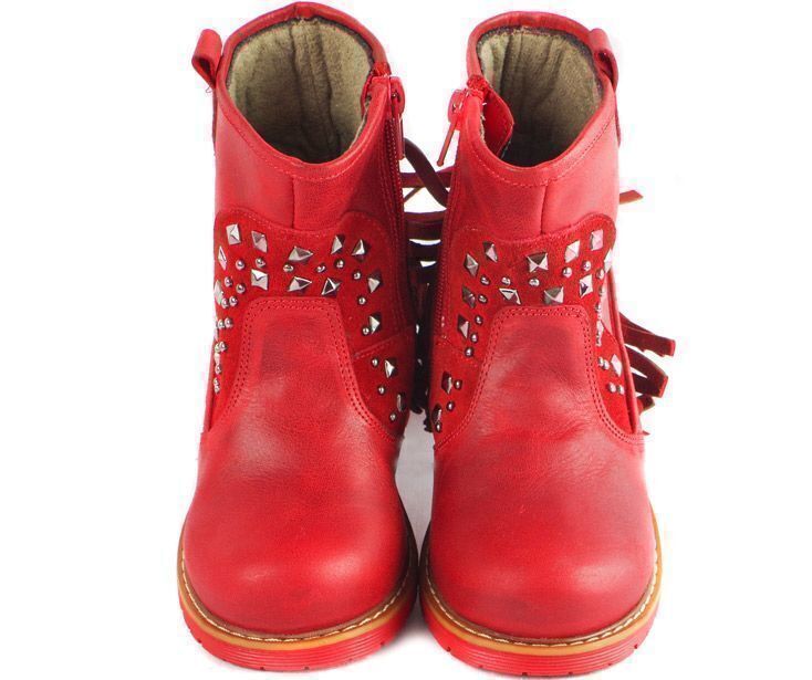 Демисезонные ботинки детские (1658) материал Натуральная кожа, цвет Красный  для девочки 26-30 размеры – Sole Kids. Фото 2