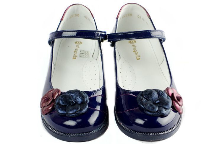Туфли школьные (1444) материал Лаковая кожа, цвет темно-синий  для девочки 27-35 размеры – Sole Kids. Фото 4
