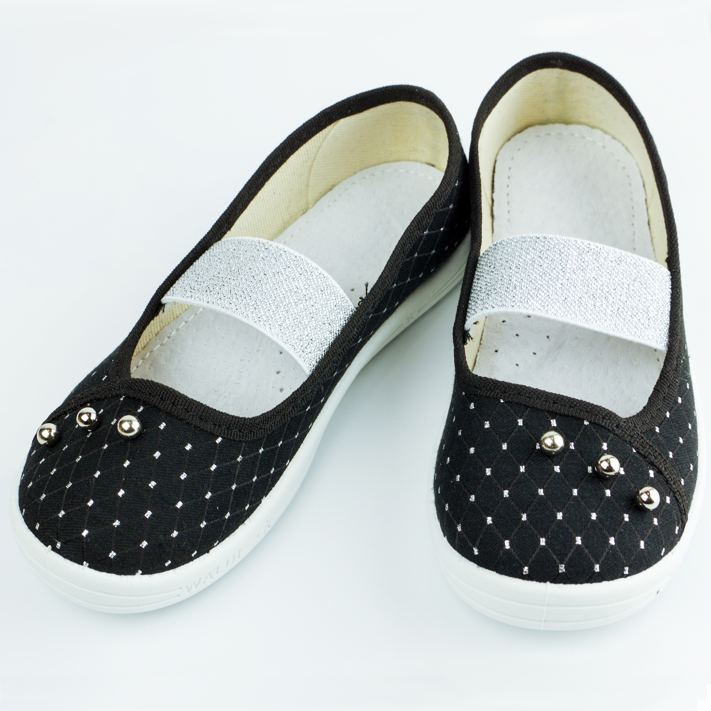Текстильная обувь для девочек Тапочки Жемчужина (2129) цвет Черный 27-34 размеры – Sole Kids. Фото 4