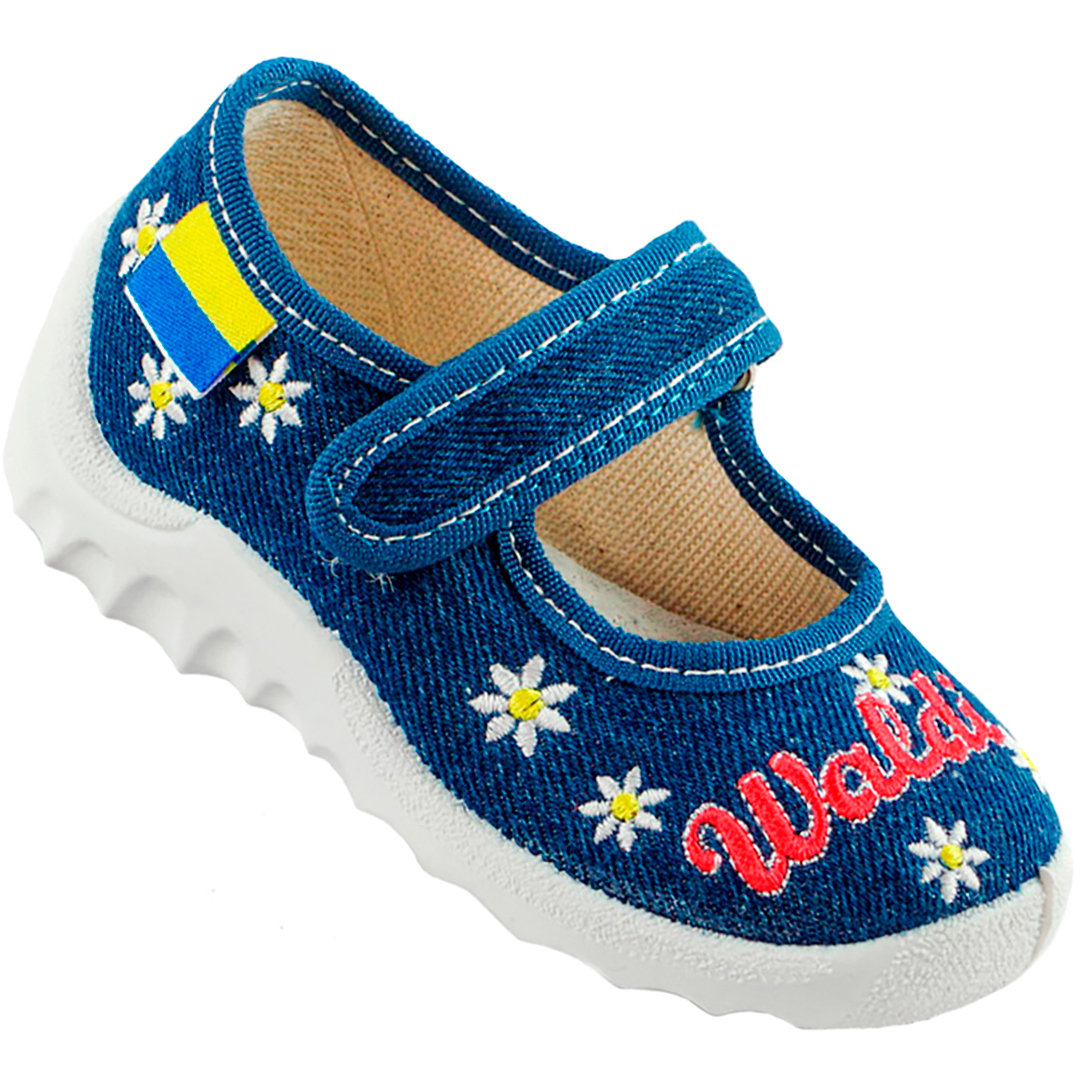 Текстильная обувь для девочек Тапочки Катя Waldi (1778) цвет Синий 21-27 размеры – Sole Kids
