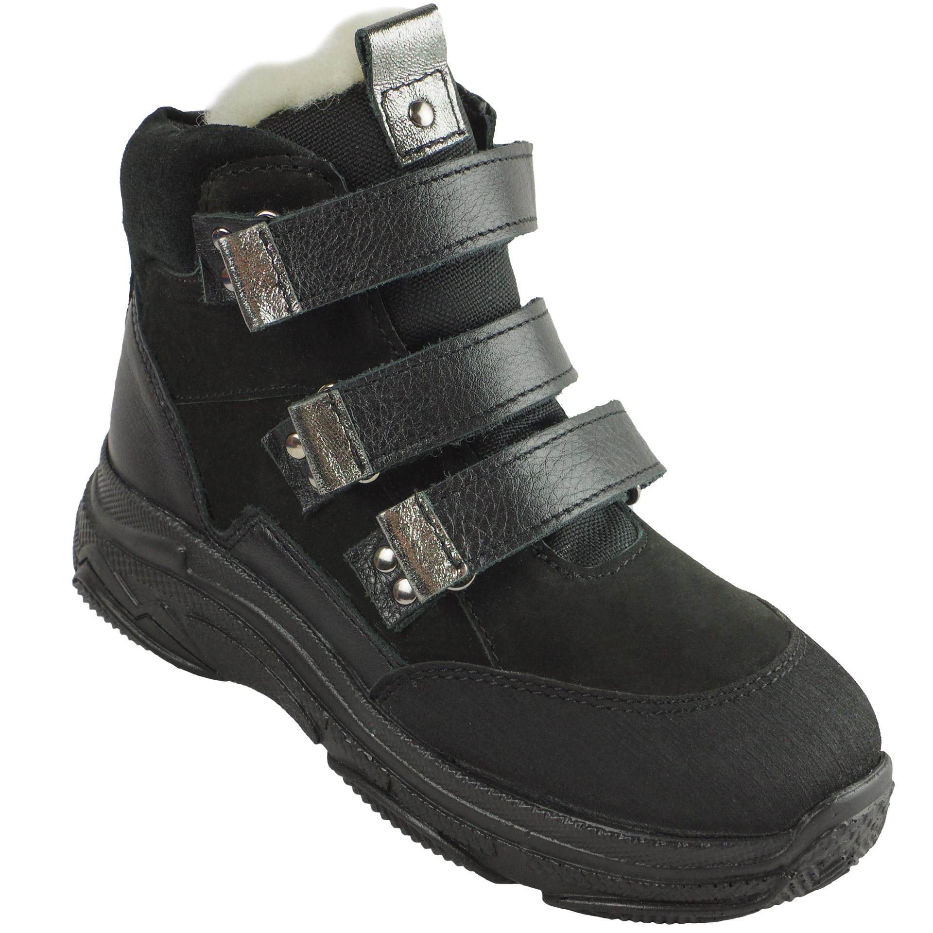 Зимові черевики дитячі (2081) для дівчинки, матеріал Натуральна шкіра, Чорний колір, 31-38 розміри – Sole Kids. Фото 1