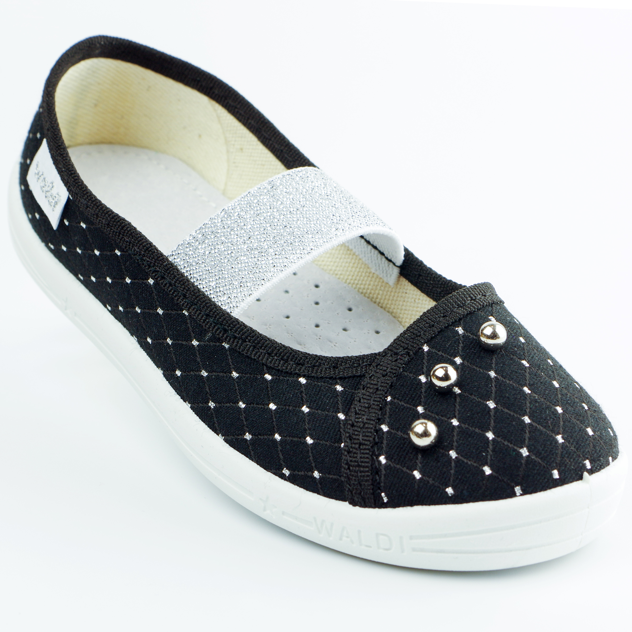 Текстильная обувь для девочек Тапочки Жемчужина (2129) цвет Черный 27-34 размеры – Sole Kids. Фото 1
