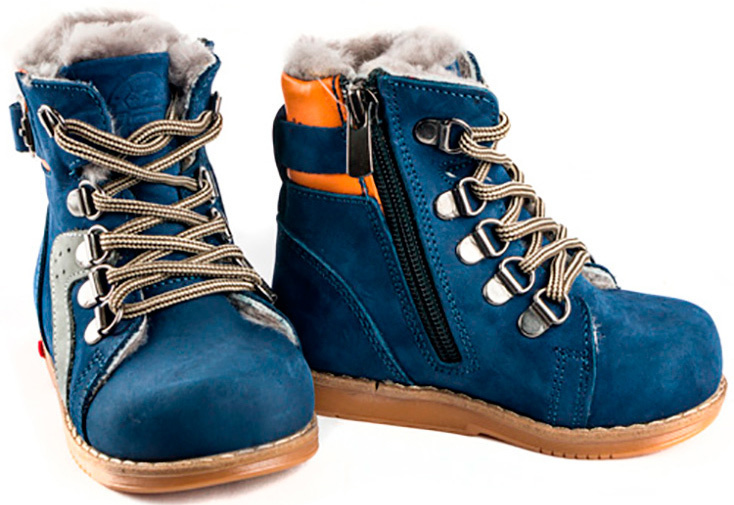 Зимние ботинки детские (1267) материал Нубук, цвет Синий  для мальчиков 26-30 размеры – Sole Kids. Фото 3