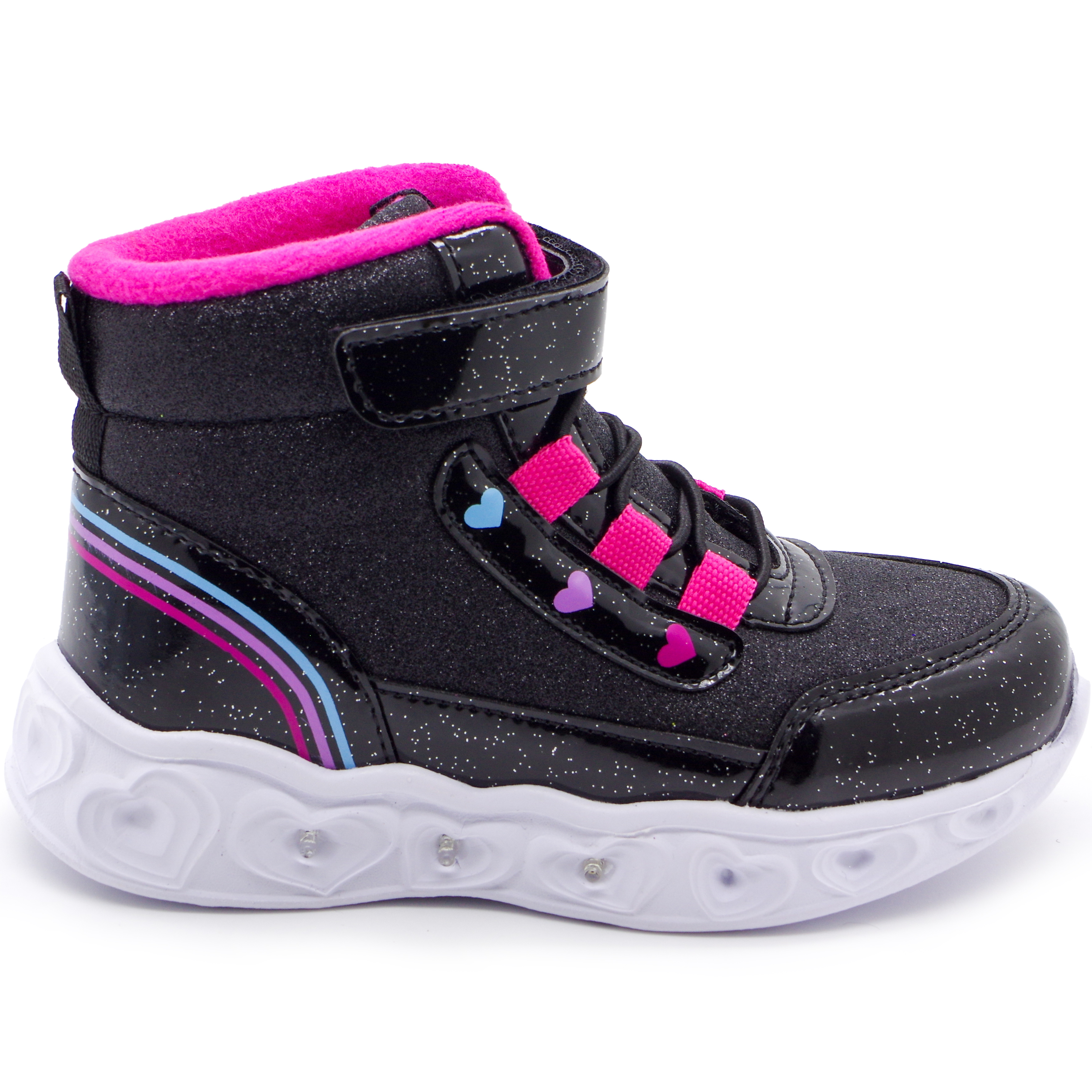 LED черевики дитячі (2215) для дівчинки, матеріал Текстиль, Чорний колір, 27-31 розміри – Sole Kids. Фото 2