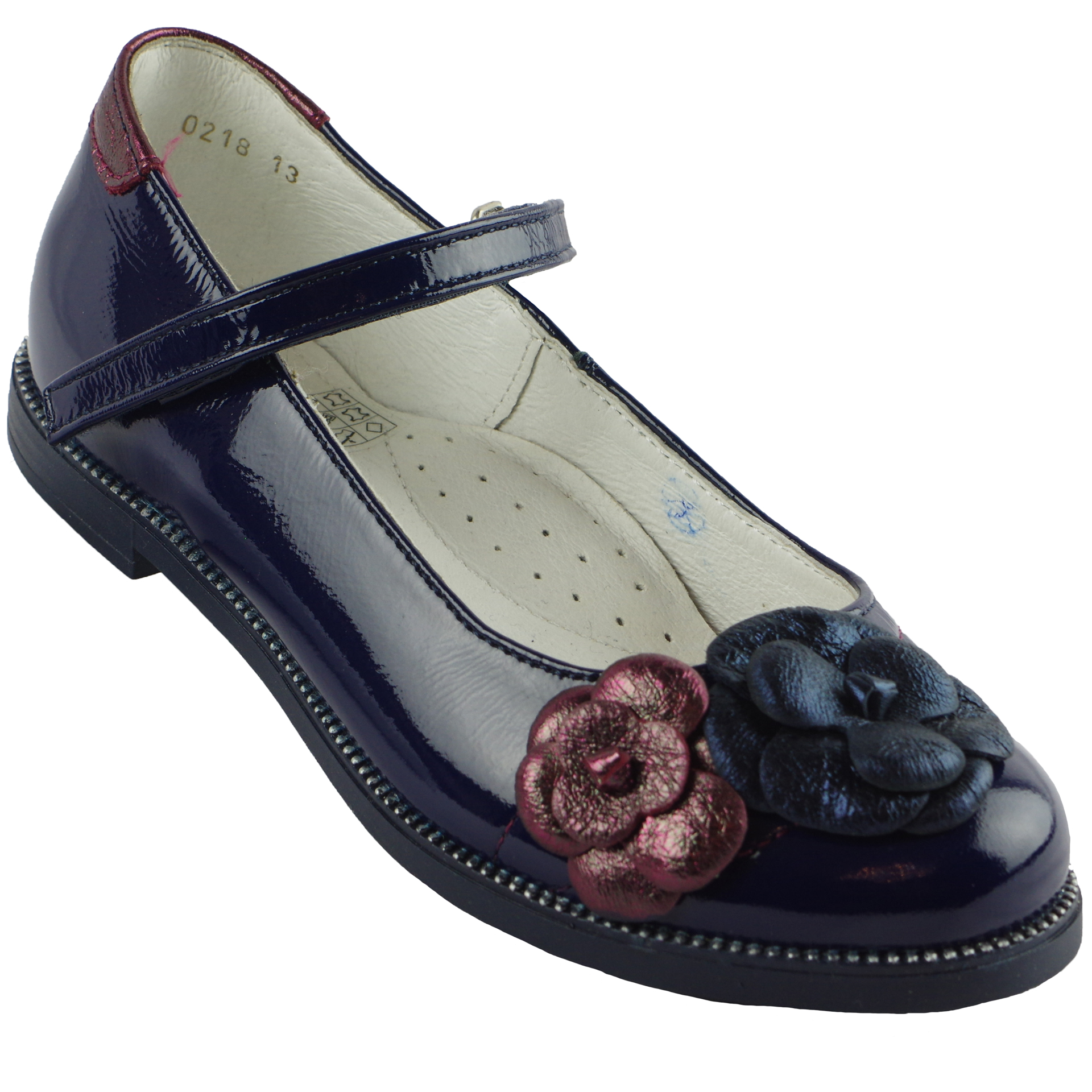 Туфлі шкільні (1444) для дівчинки, матеріал Лакова шкіра, Темно-синій колір, 27-35 розміри – Sole Kids