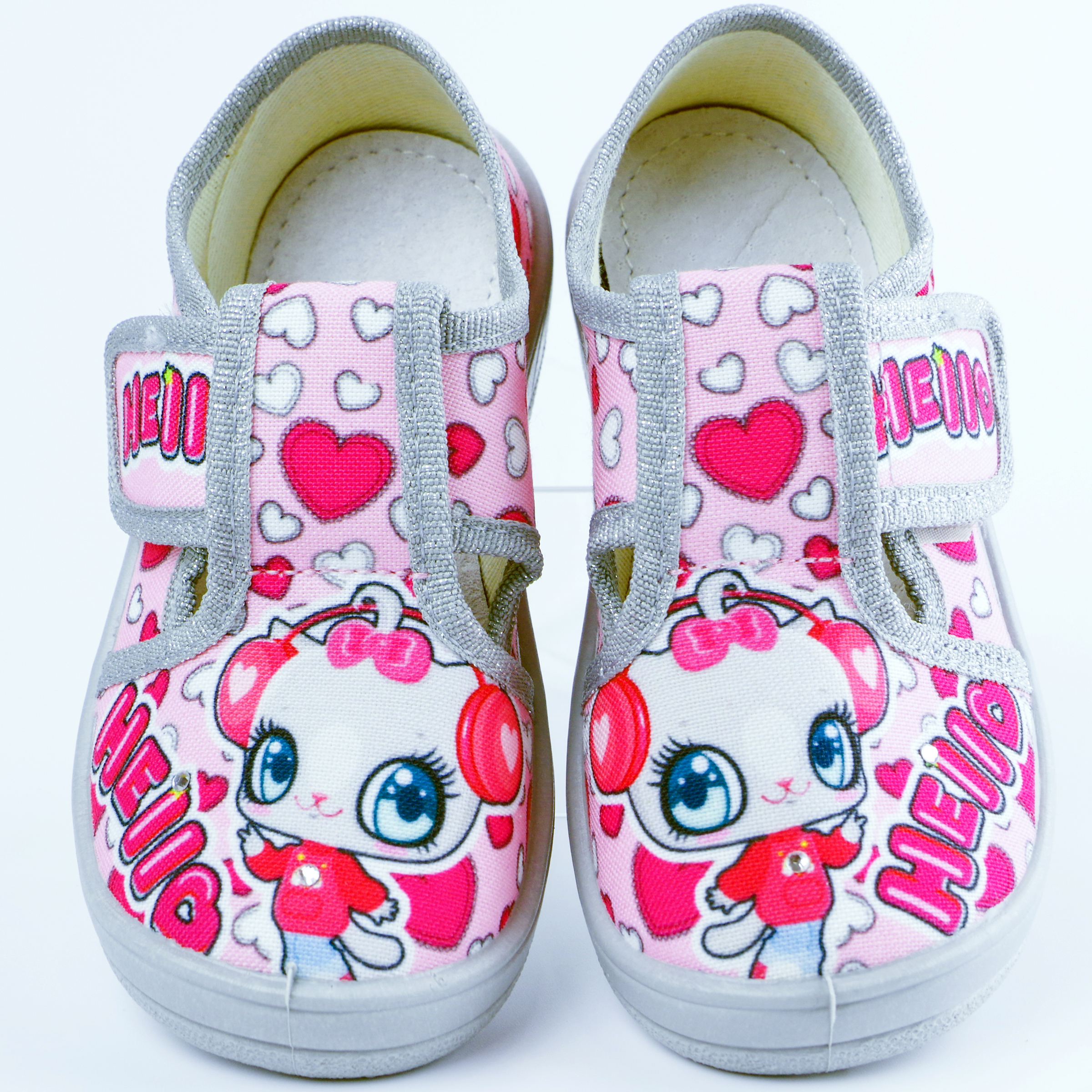 Текстильная обувь для девочек Тапочки Галя Hello (2127) цвет Розовый 24-30 размеры – Sole Kids. Фото 2