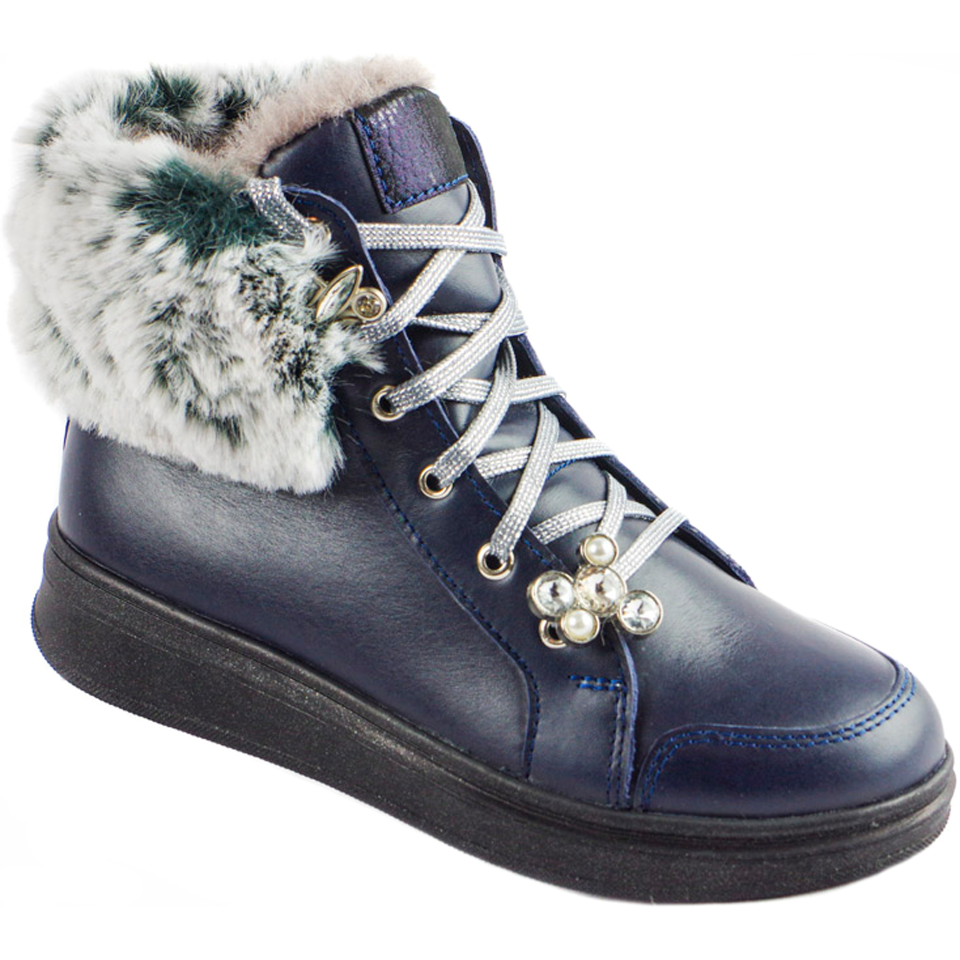 Зимние ботинки (1741) материал Натуральная кожа, цвет Синий  для девочки 31-40 размеры – Sole Kids, Днепр