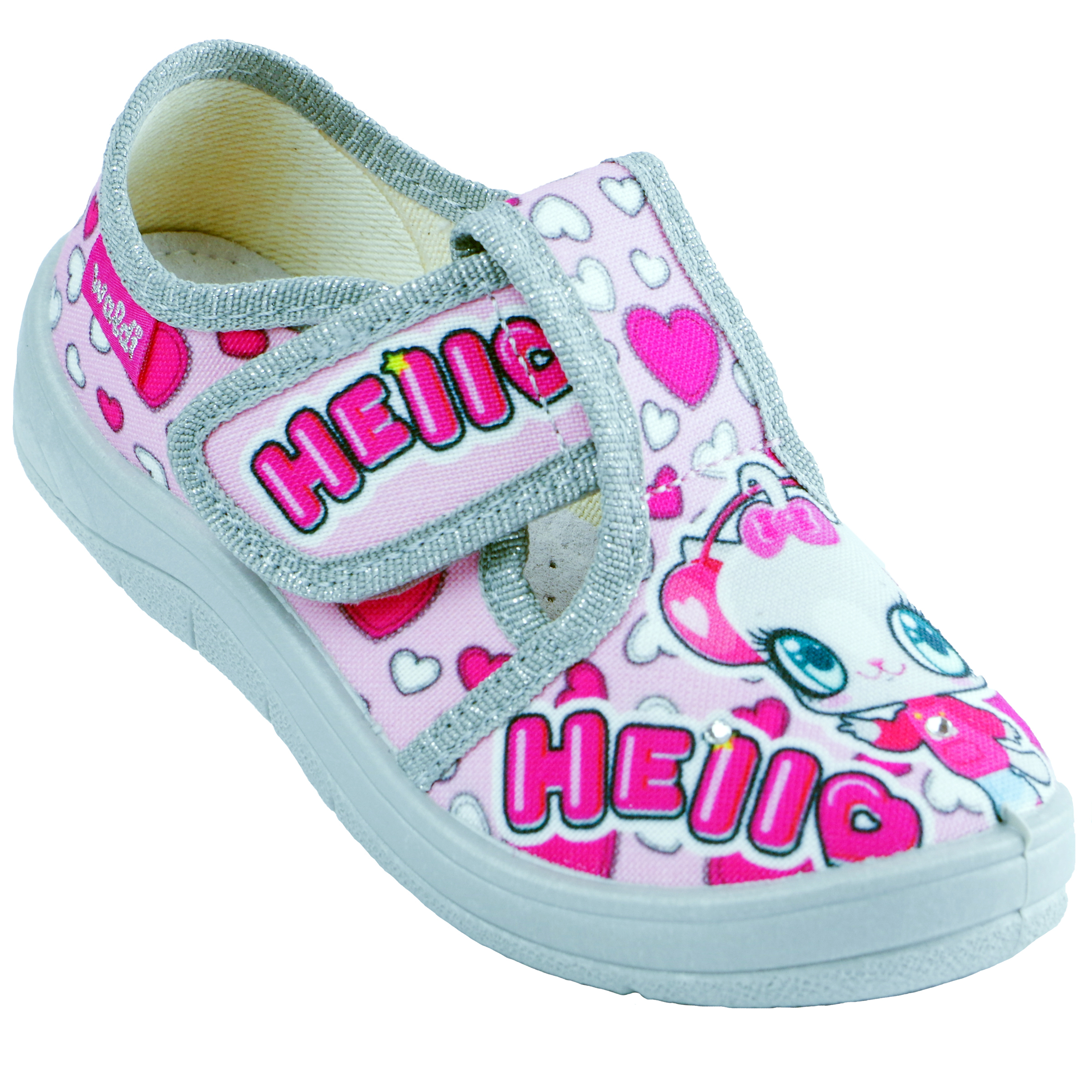 Текстильная обувь для девочек Тапочки Галя Hello (2127) цвет Розовый 24-30 размеры – Sole Kids