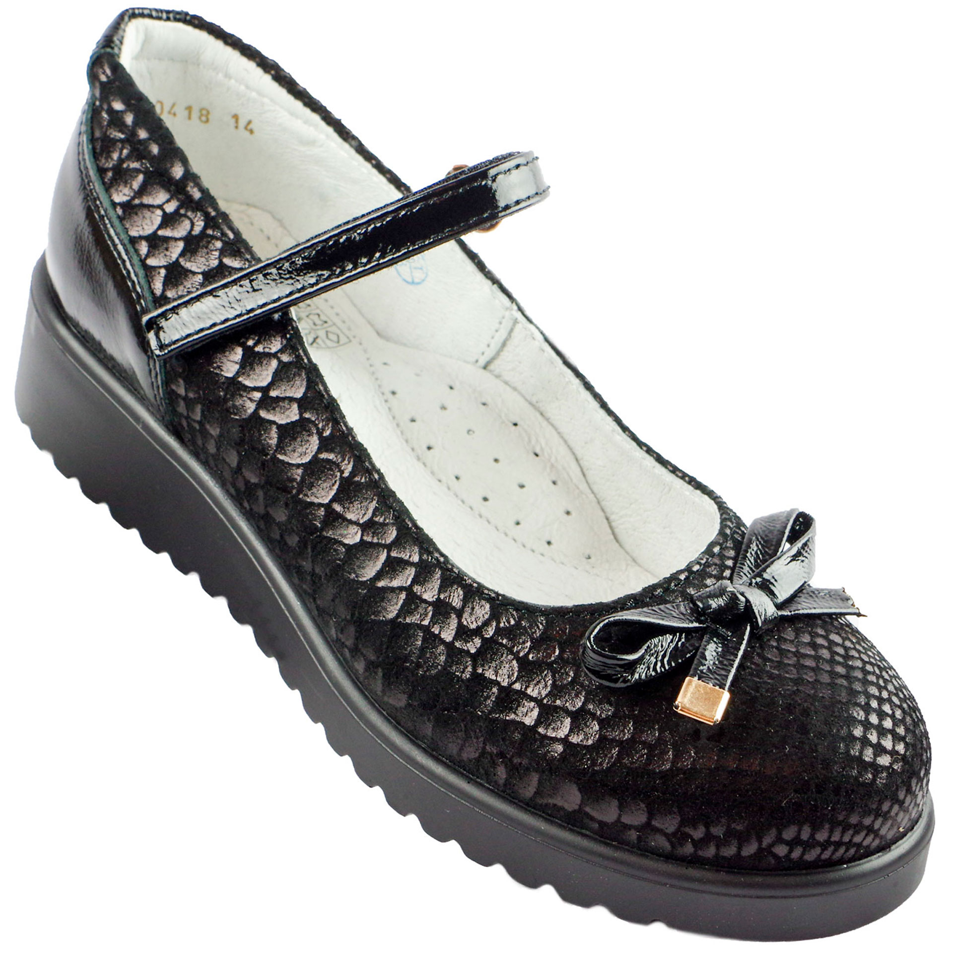Шкільні туфлі для дівчинки (1572) для дівчинки, матеріал Натуральна шкіра, Чорний колір, 32-37 розміри – Sole Kids
