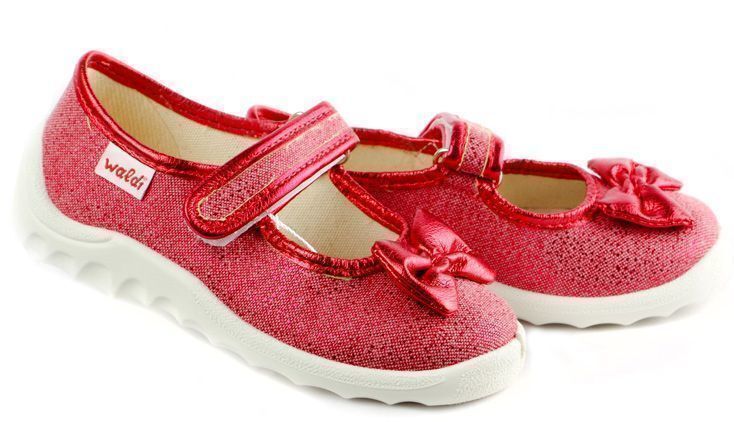 Текстильная обувь для девочек Тапочки Waldi (1407) цвет Красный 21-27 размеры – Sole Kids. Фото 2