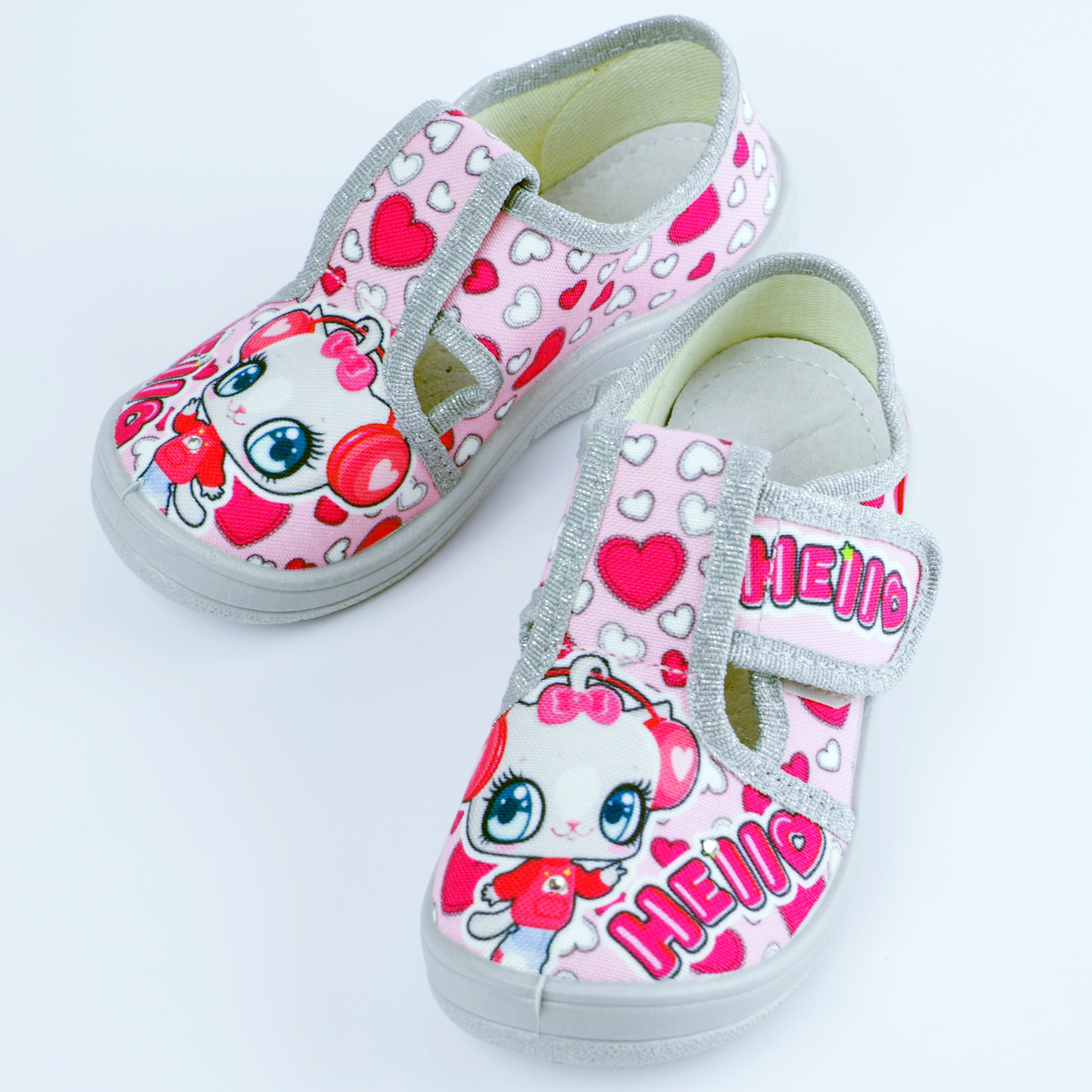 Текстильная обувь для девочек Тапочки Галя Hello (2127) цвет Розовый 24-30 размеры – Sole Kids. Фото 3