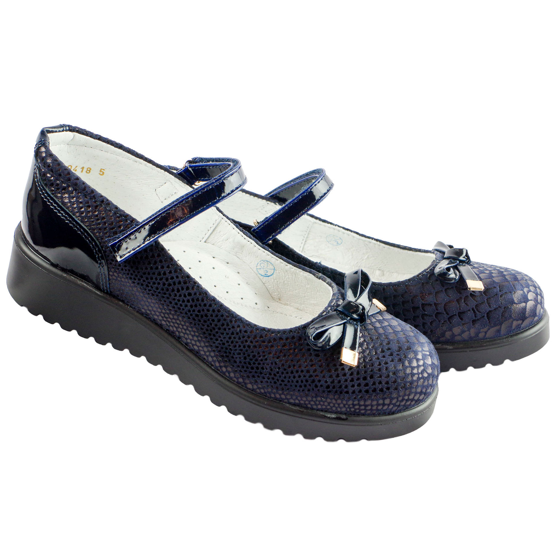 Туфли школьные (1571) материал Натуральная кожа, цвет Синий  для девочки 32-37 размеры – Sole Kids. Фото 3