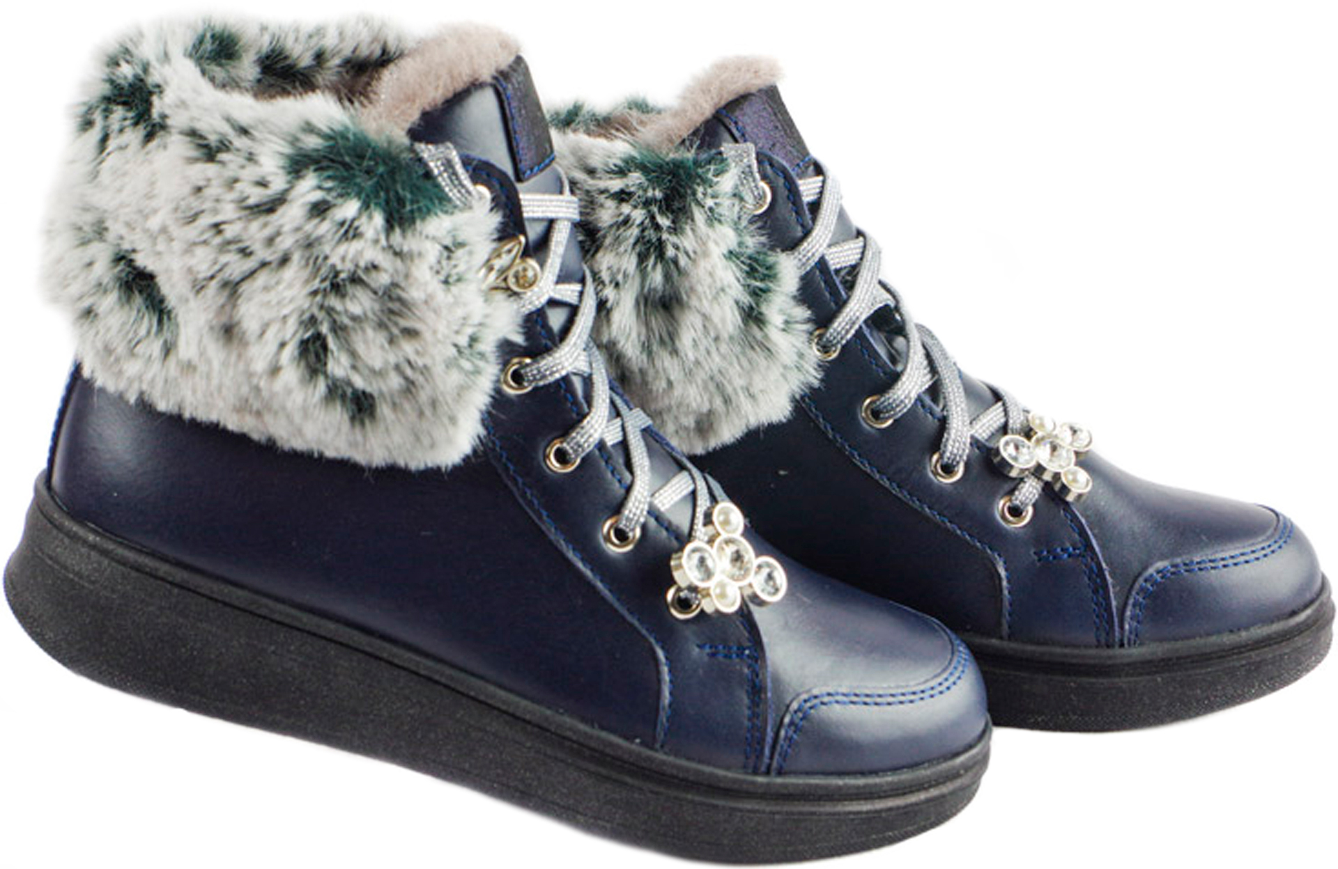 Зимові черевики (1741) для дівчинки, матеріал Натуральна шкіра, Синій колір, 31-40 розміри – Sole Kids. Фото 2