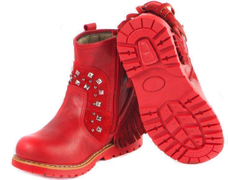 Демисезонные ботинки детские (1658) материал Натуральная кожа, цвет Красный  для девочки 26-30 размеры – Sole Kids. Фото 3