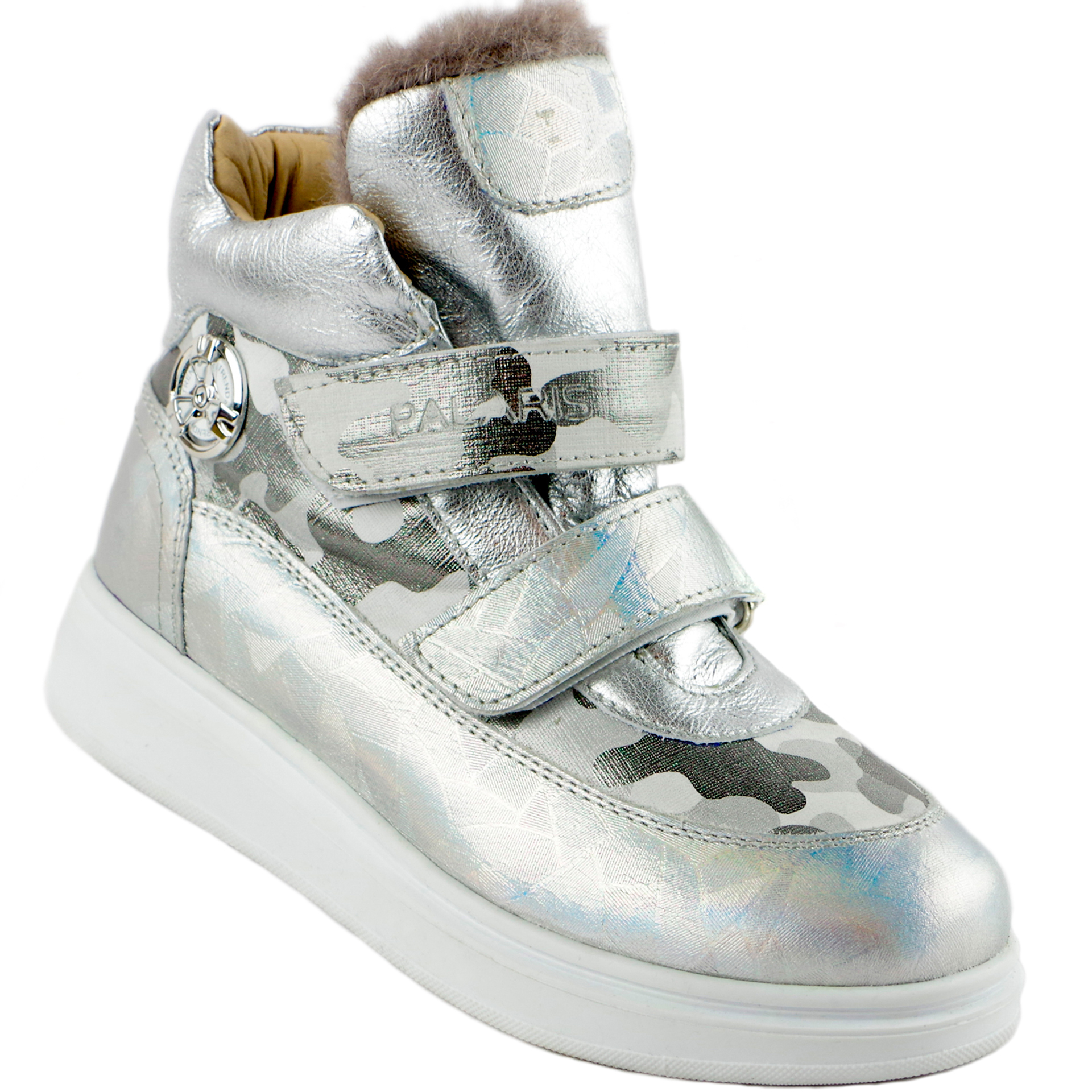 Зимние ботинки (1886) материал Натуральная кожа, цвет Серебрянный  для девочки 31-40 размеры – Sole Kids, Днепр