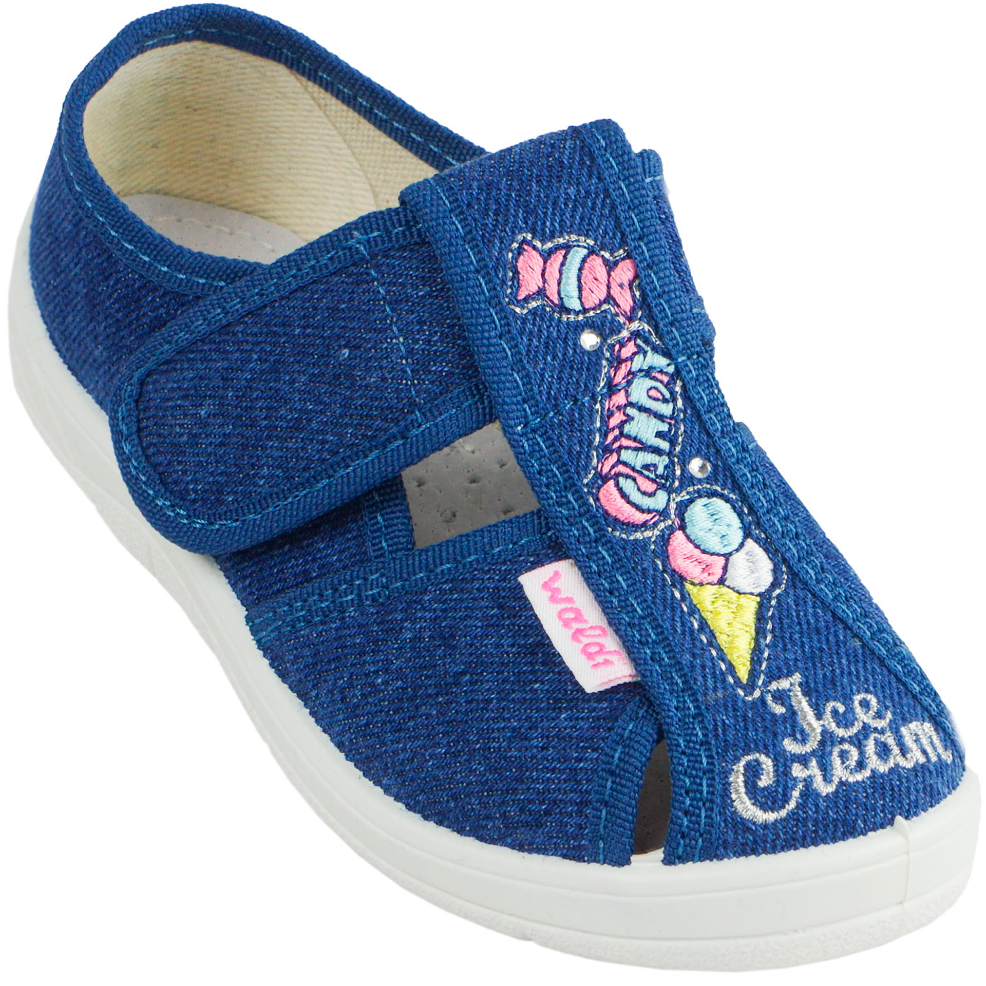Текстильная обувь для девочек Тапочки Джинс (2040) цвет Синий 24-30 размеры – Sole Kids