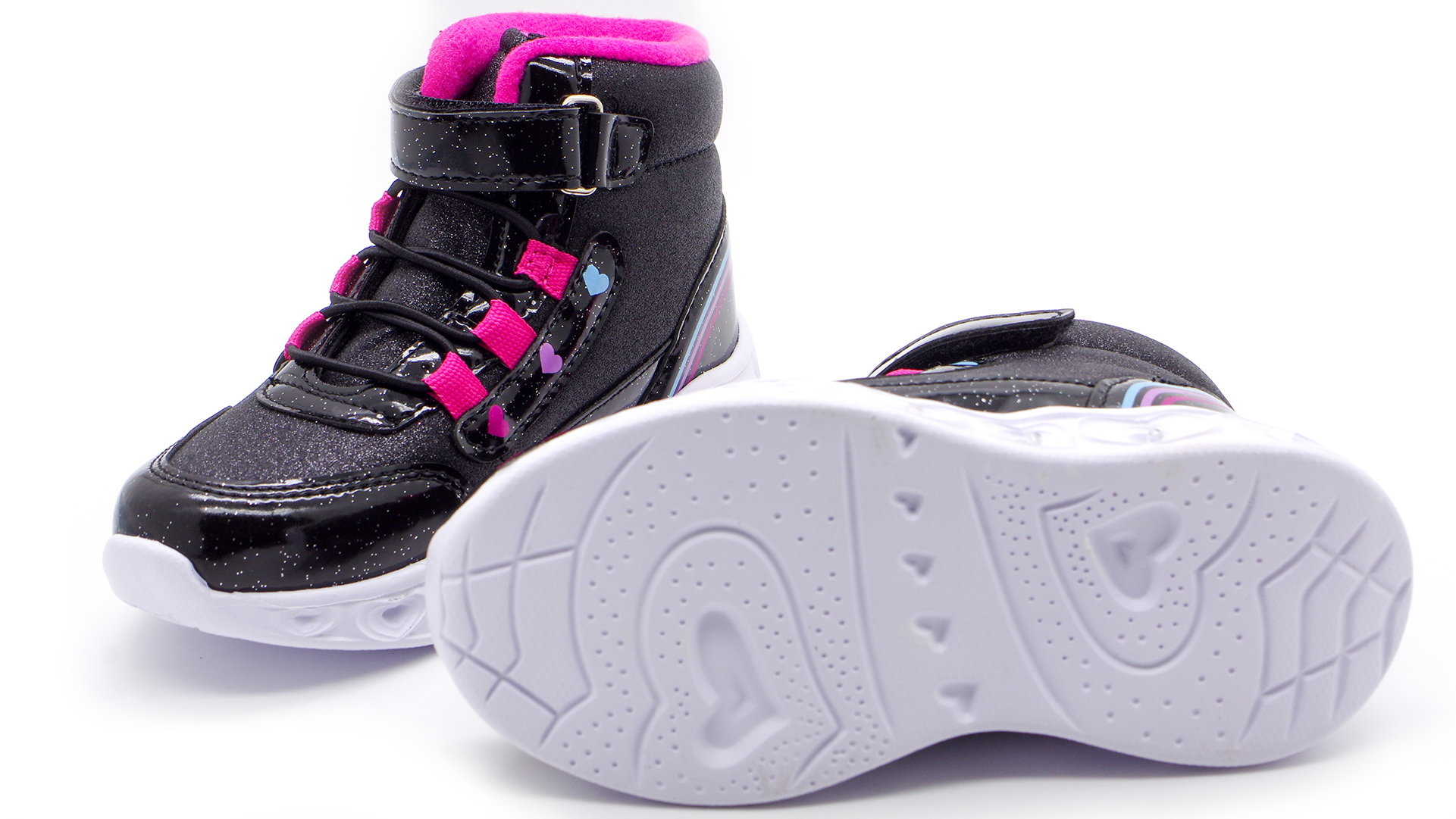 LED черевики дитячі (2215) для дівчинки, матеріал Текстиль, Чорний колір, 27-31 розміри – Sole Kids. Фото 5
