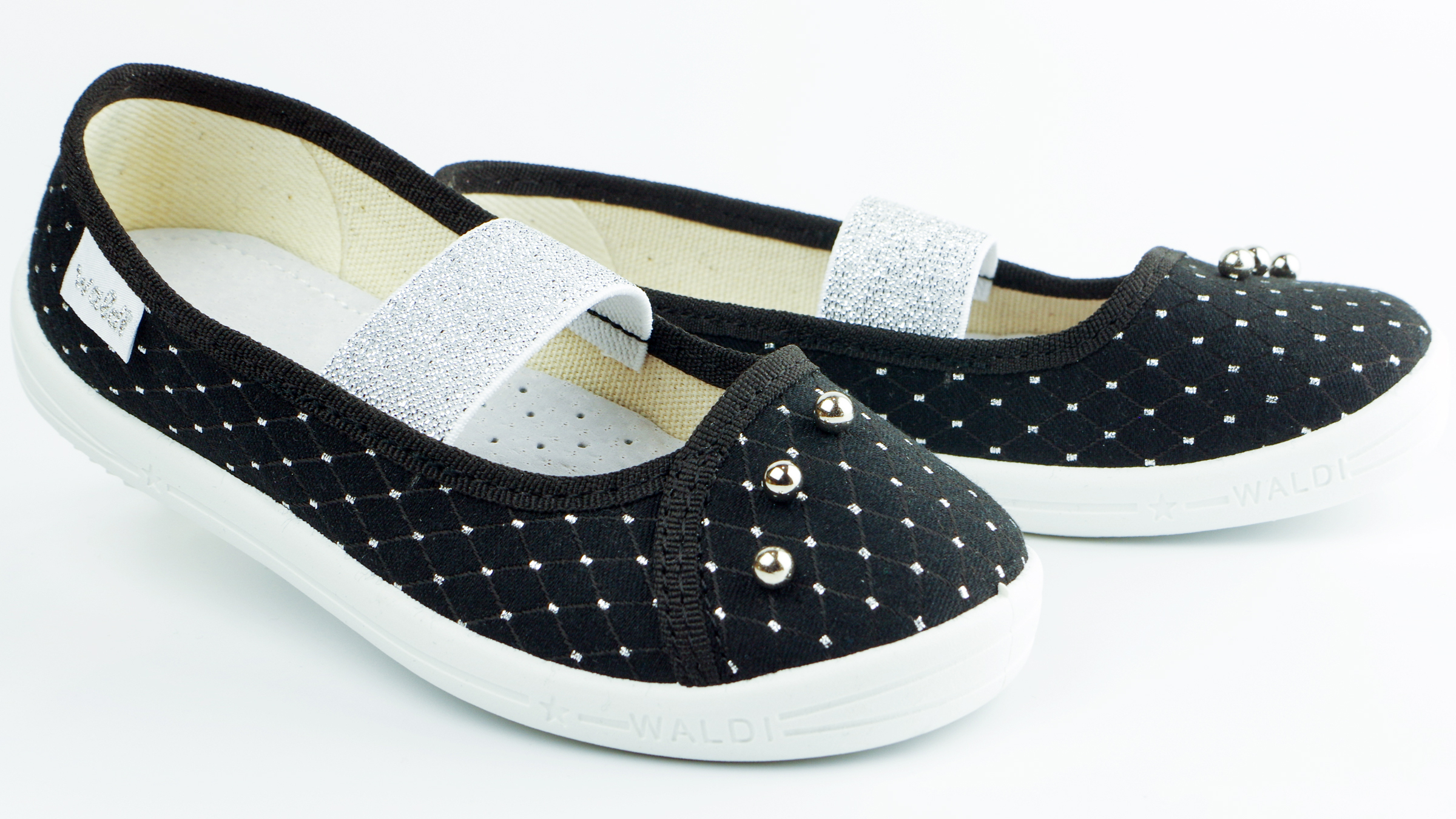 Текстильная обувь для девочек Тапочки Жемчужина (2129) цвет Черный 27-34 размеры – Sole Kids. Фото 3
