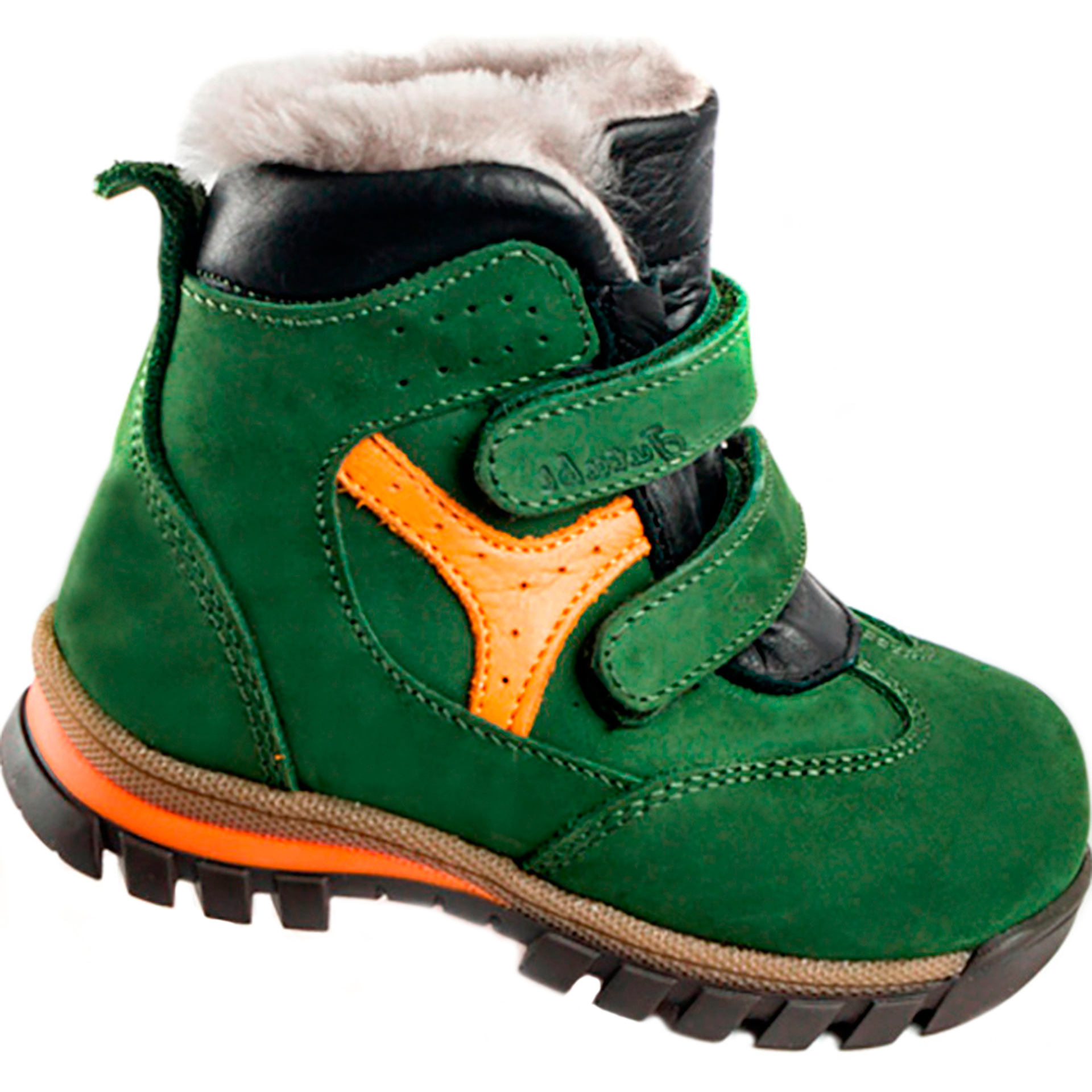 Зимние ботинки детские (1271) материал Нубук, цвет Зеленый  для мальчиков 21-25 размеры – Sole Kids