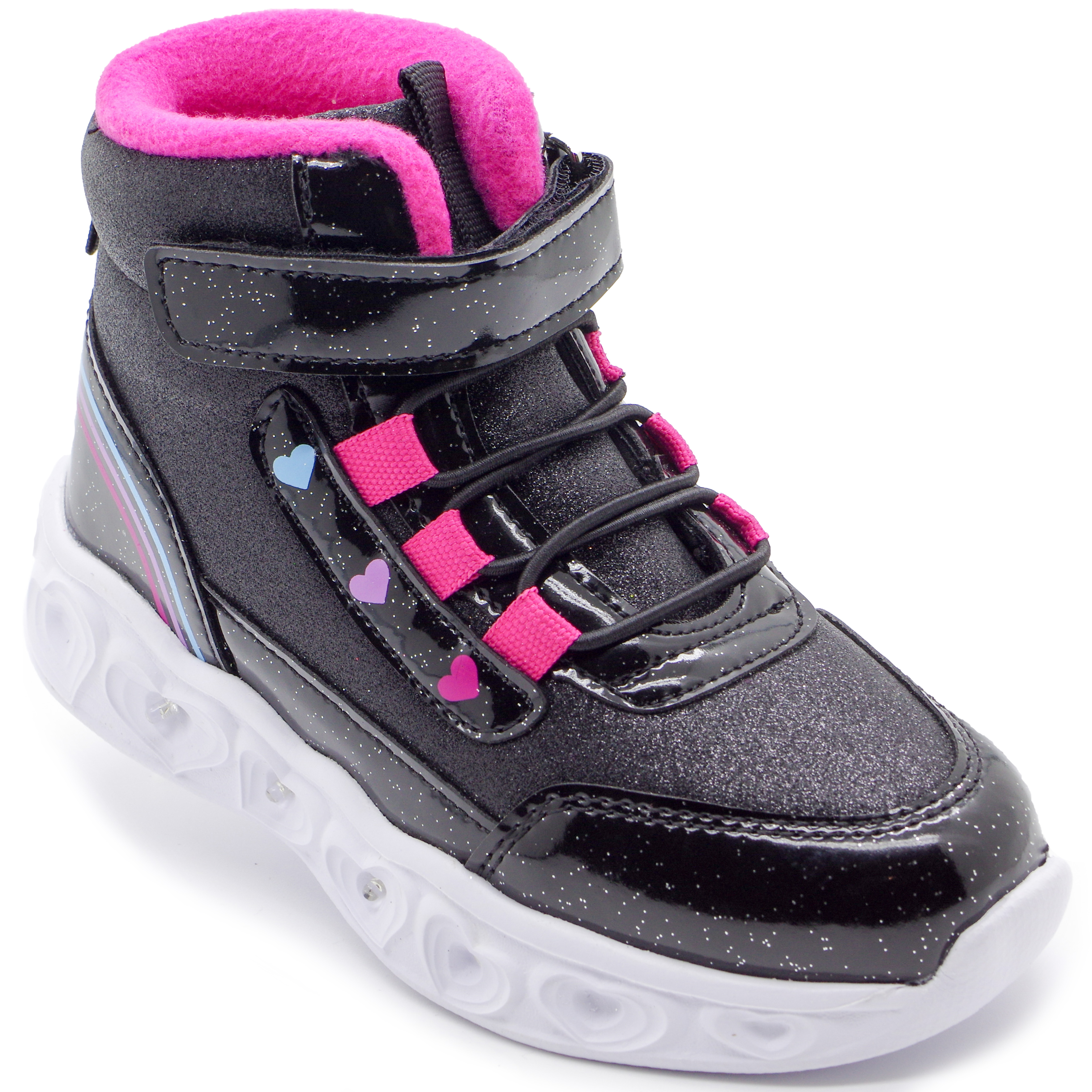 LED черевики дитячі (2215) для дівчинки, матеріал Текстиль, Чорний колір, 27-31 розміри – Sole Kids