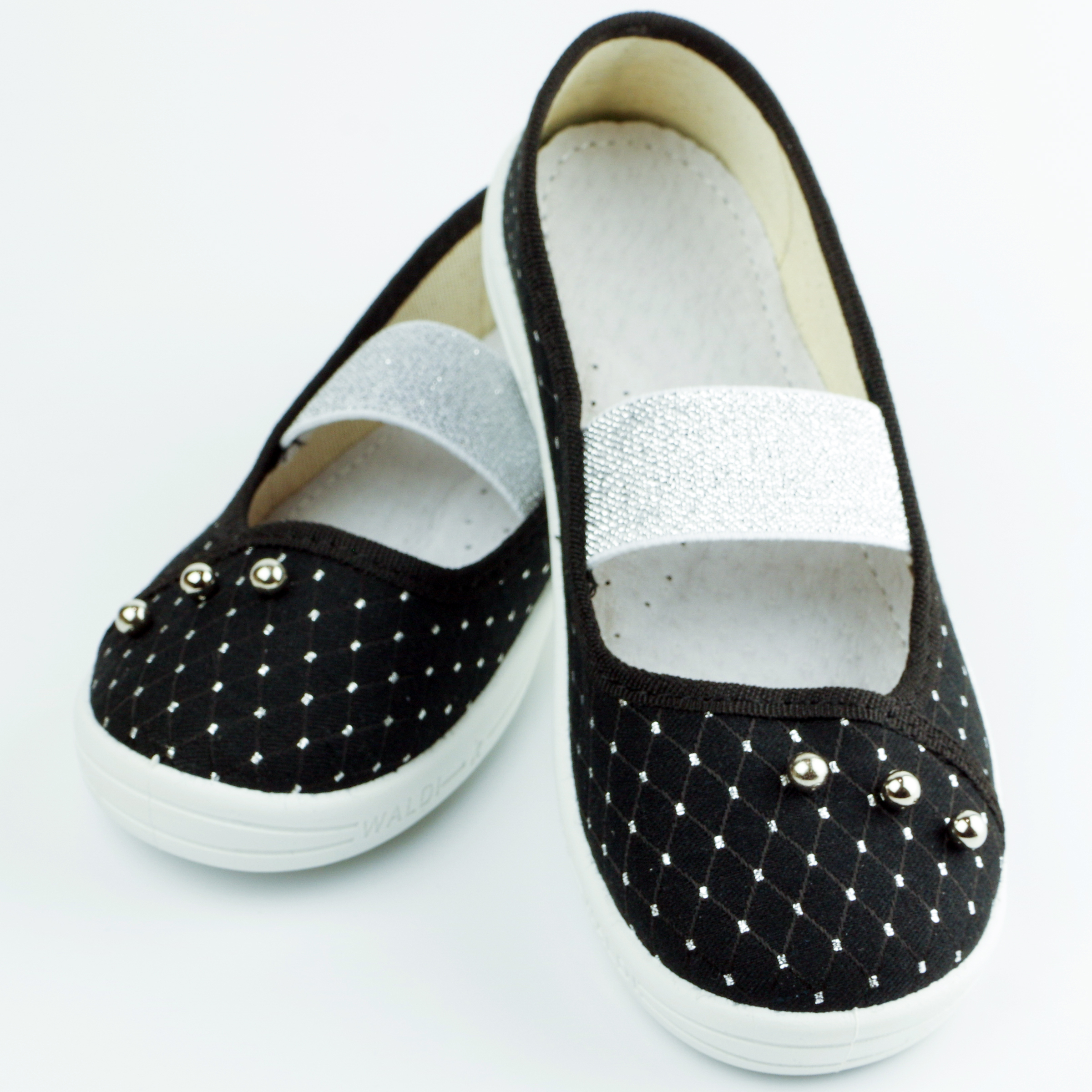 Текстильная обувь для девочек Тапочки Жемчужина (2129) цвет Черный 27-34 размеры – Sole Kids. Фото 2