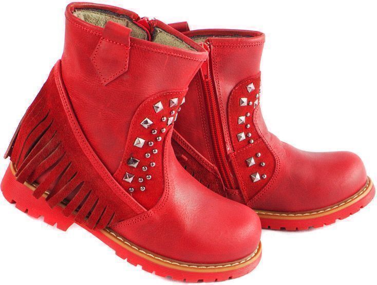 Демисезонные ботинки детские (1658) материал Натуральная кожа, цвет Красный  для девочки 26-30 размеры – Sole Kids. Фото 5