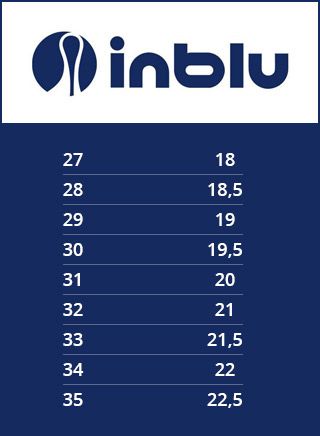 Размерная сетка обуви для дома украинского производителя Inblu Размерная сетка обуви для дома украинского бренда Inblu - Sole Kids